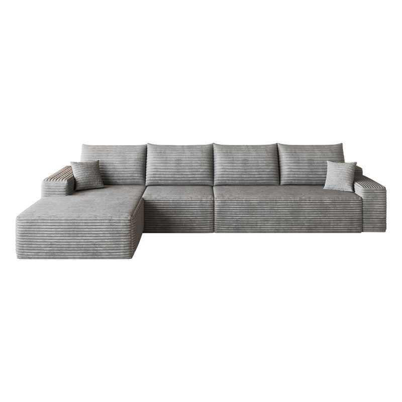 Corduroy Modular L Shaped Sofa And Chaise Sectional (762638) - Gray