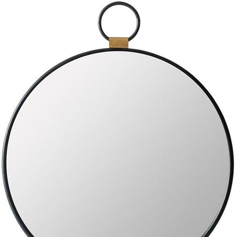 23" Round Metal Framed Accent Mirror - Black