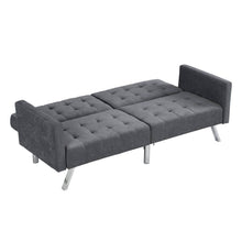 Load image into Gallery viewer, Linen Sleeper Sofa With Silver Legs - Dark Gray
