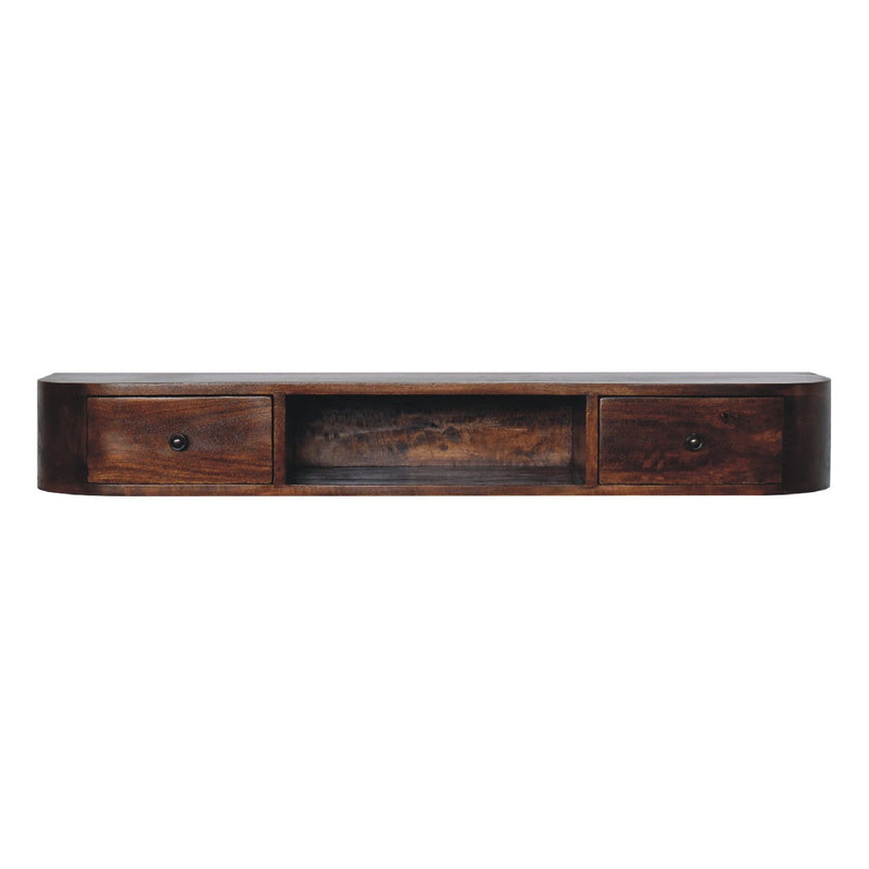 Solid Wood Solid Console Table With Shelf With Two Drawers (719172) - Brown