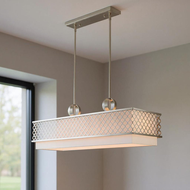 17" Nine Light Dimmable Chandelier With Shades - Nickel