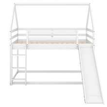 Load image into Gallery viewer, Twin Size Bunk House Bed with Slide and Ladder,White
