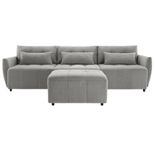 Load image into Gallery viewer, 113.3&quot; Convertible Sectional Sofa Couch 3-Seat L-Shaped Sofa with Movable Ottoman and  USB for Apartment, Living Room, Bedroom, Grey
