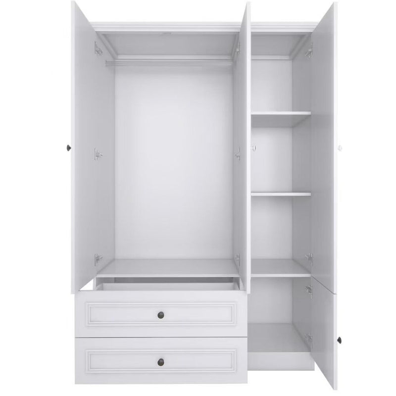 71" Mirro Four Door Two Drawer Combo Dresser - White