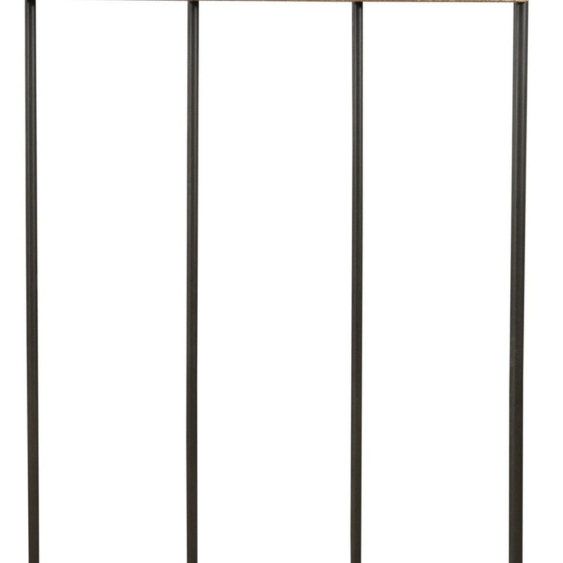 71" Metal And Solid Wood Four Hooks Freestanding Coat Rack - Black / Brown