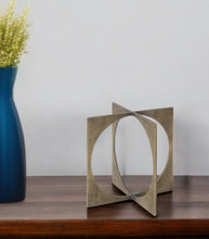Load image into Gallery viewer, Burnished Circle Square Sculpture (392504) - Gold
