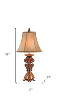 Load image into Gallery viewer, Antique Inspired Table Lamp With Linen Lamp Shade - Brown
