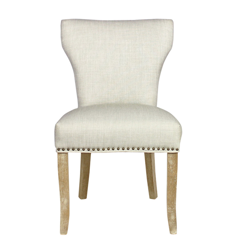 Upholstered Fabric Dining Parsons Chairs (Set of 2) - Ivory / Natural