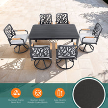 Load image into Gallery viewer, Outdoor Patio Furniture Dining Set With Sunbrella Fabric, Rectangular Table With Umbrella Hole
