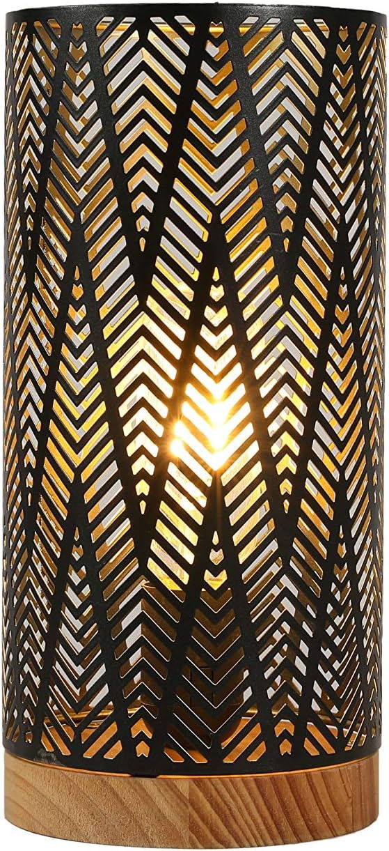 Pierced Desk Lamp With Cylinder Shade - Black