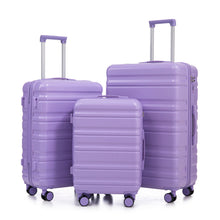 Load image into Gallery viewer, 3 Piece 20" / 24" / 28" Spinner Luggage Set &amp; Combination Lock, Durable Hard Shell With 360° Silent Wheels - Blue / Purple
