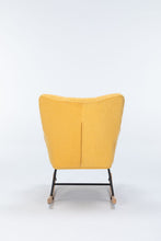 Load image into Gallery viewer, Rocking Chair Nursery, Teddy Upholstered Glider Rocker With High Backrest, Reading Chair Modern Rocking Accent Chairs Glider Recliner For Living Room - Yellow

