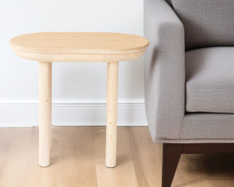 22" Solid Wood Oval Sled End Table - Natural And White