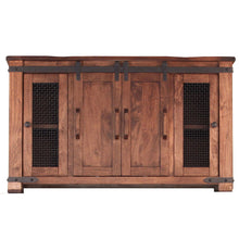 Load image into Gallery viewer, Solid Cabinet Enclosed Storage Distressed TV Stand - Brown
