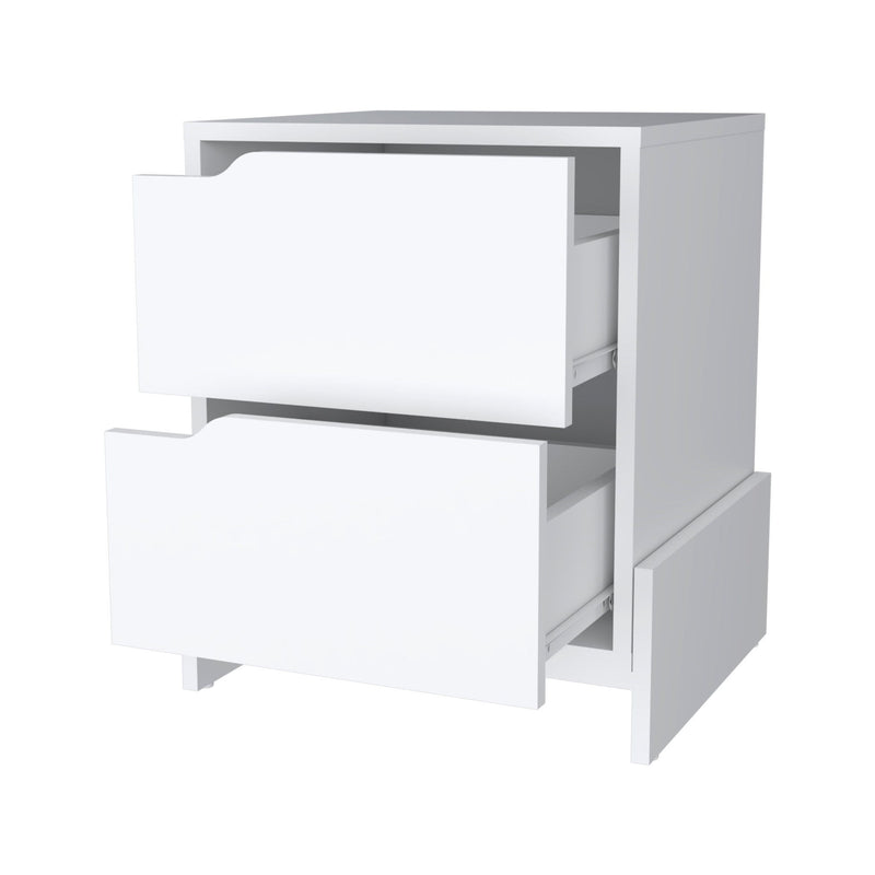 20" Wood Two Drawer Nightstand - White