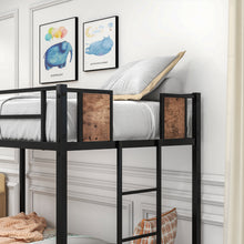 Load image into Gallery viewer, Bunk Bed Twin Over Twin Size Metal Bunk Bed with Ladder and Full-Length Guardrail, Metal Bunk Bed, Storage Space, No Box Spring Needed, Noise Free, Black
