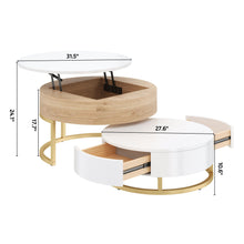 Load image into Gallery viewer, Modern Round Lift-Top Nesting Coffee Tables With 2 Drawers
