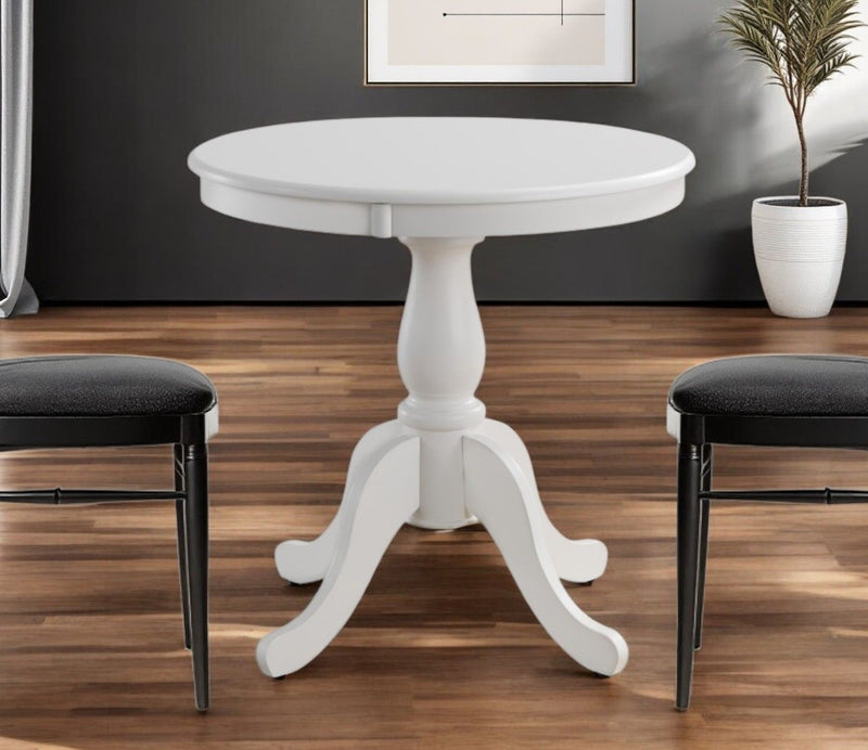 30" Rounded Solid Manufactured Wood Pedestal Base Dining Table - White