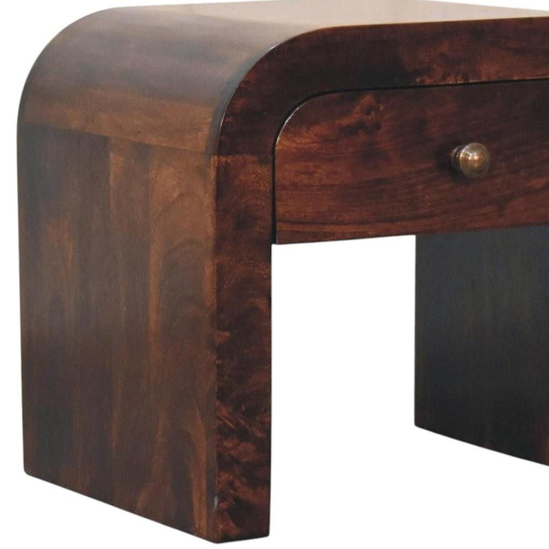 16" Solid Wood Round One Drawer Nightstand - Walnut