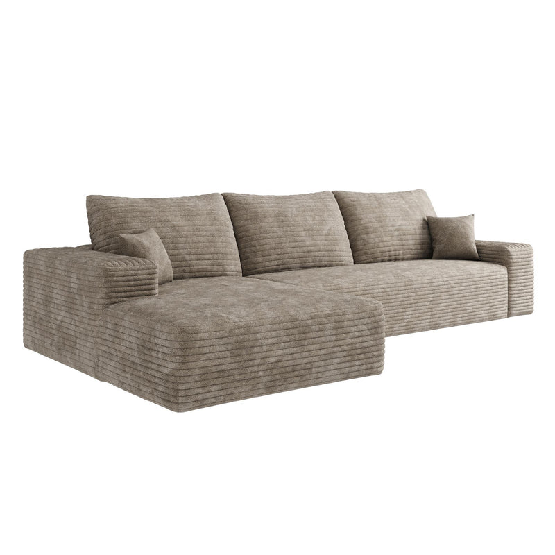 Corduroy Modular L Shaped Sofa And Chaise Sectional (762684) - Camel