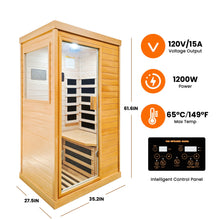 Load image into Gallery viewer, Infrared Sauna Room Single Room With Hemlock Frame, 6 Heating Plates, Built-In Lights And Bluetooth Audio - Natural
