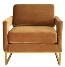 Load image into Gallery viewer, Velvet Arm Chair - Camel And Gold
