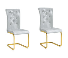 Load image into Gallery viewer, Faux Leather Metal Dining Side Chairs (Set of 2) - Gray / Gold

