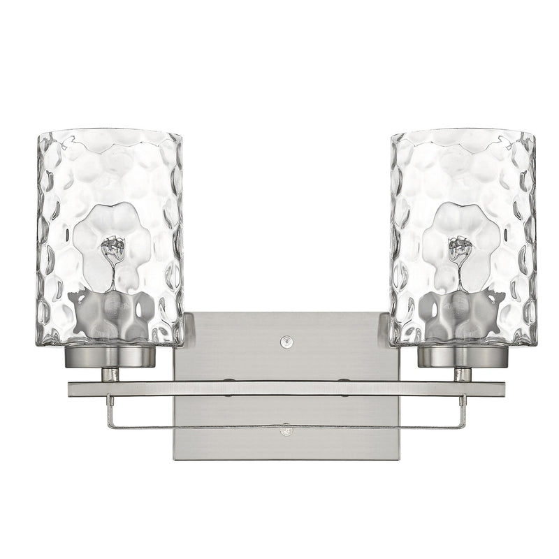 Metal And Pebbled Glass Two Light Wall Sconce - Silver