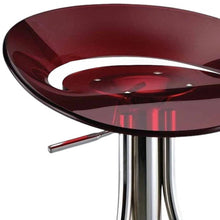 Load image into Gallery viewer, Acrylic And Metal Low Back Adjustable Height Bar Chair - Red And Silver
