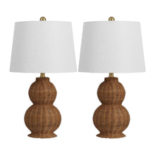 Load image into Gallery viewer, Gourd Table Lamps With Empire Shades (Set of 2) - Dark Brown
