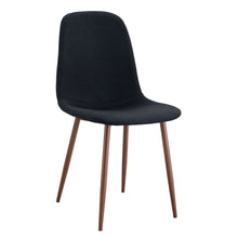 Load image into Gallery viewer, Luxury Simple Chair (Set of 4) Linen Cotton High Resilience Dining Chair With Metal Color Leg - Black / Walnut
