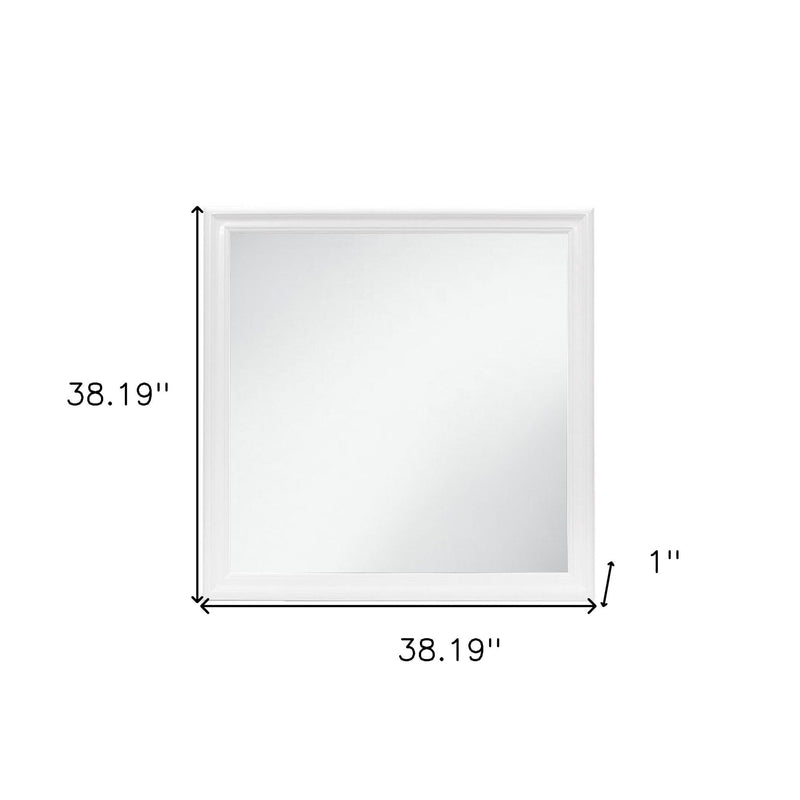 38" Square Framed Accent Mirror - White