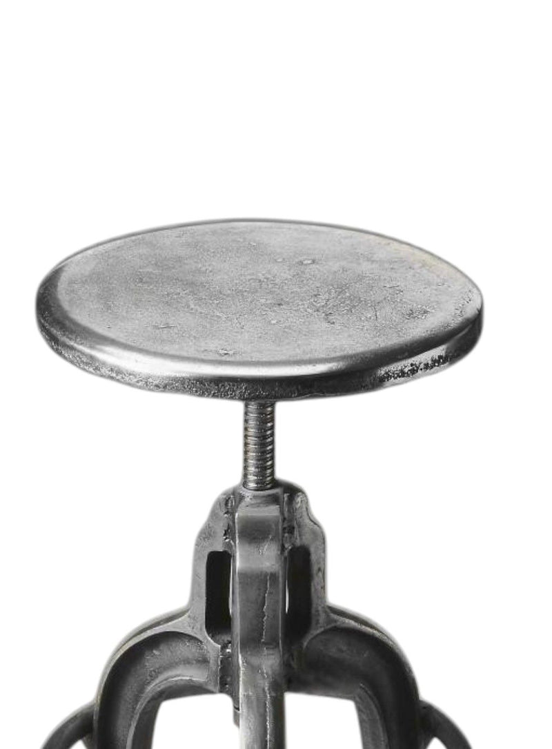 Transitional Iron Backless Swivel Bar Chair - Silver