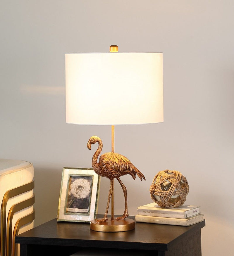 26" Flamingo Table Lamp With Drum Shade - Gold