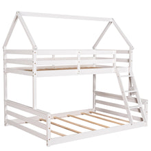 Load image into Gallery viewer, Twin over Full House Bunk Bed with Built-in Ladder,White
