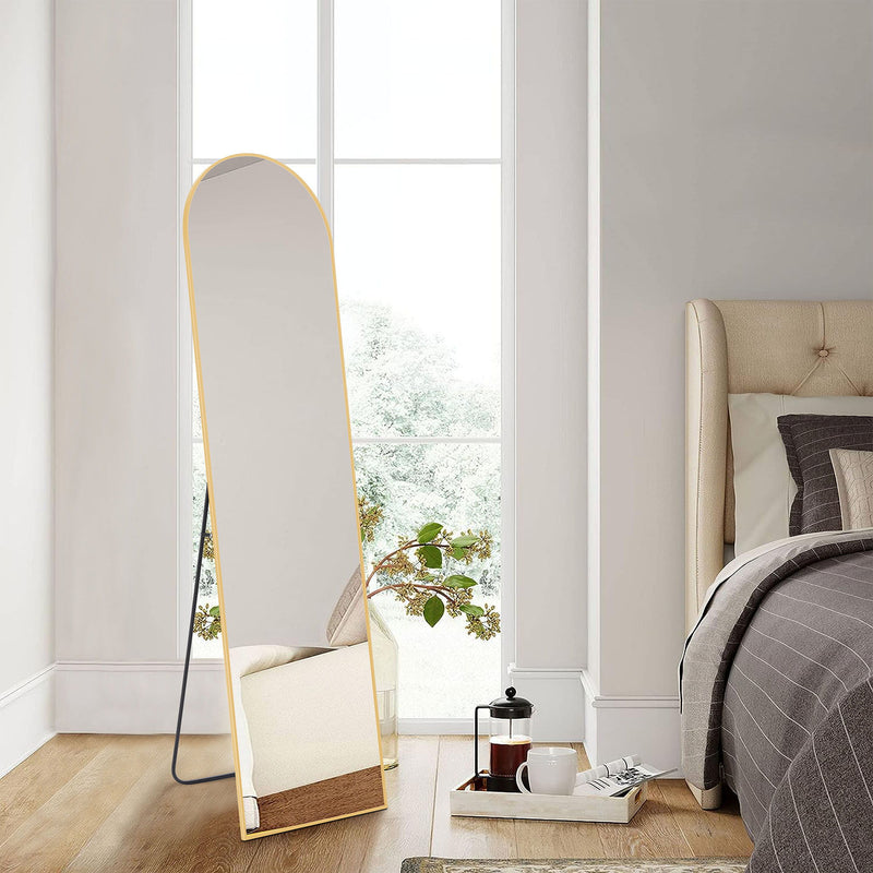 59'' Aluminum Arch Freestanding Framed Standing Mirror - Gold