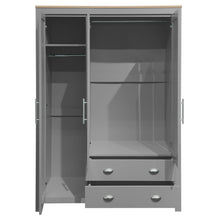 Load image into Gallery viewer, 3 Door Storage Wardrobe With Cabinets And 2 Hanging Rods - Gray
