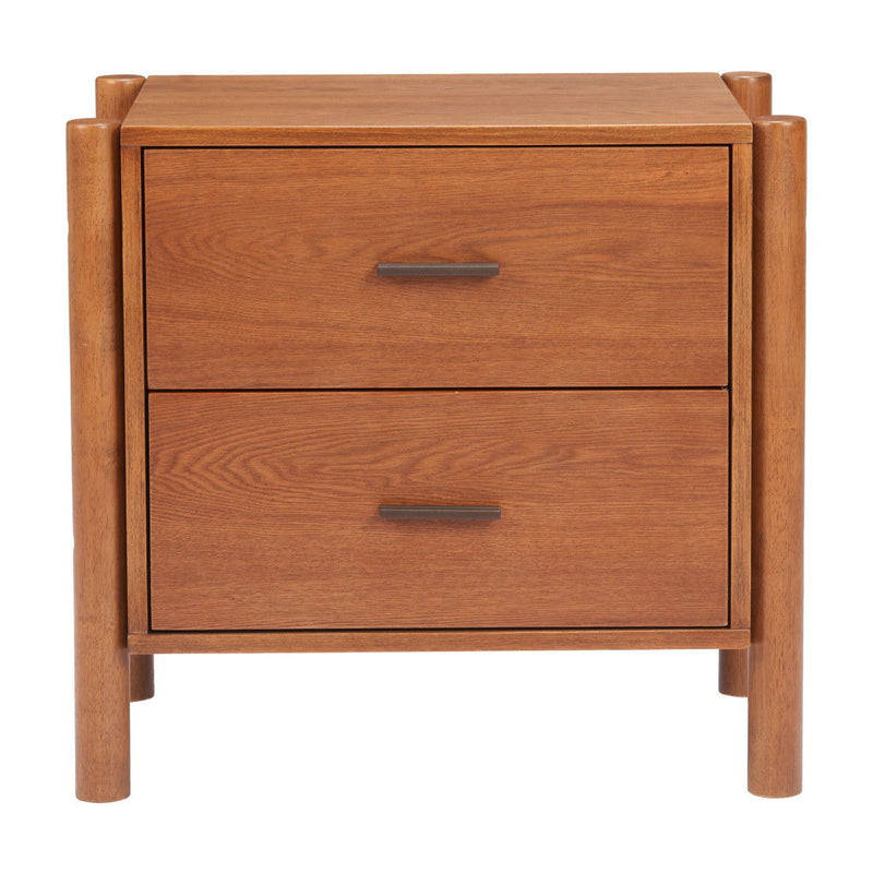 Solid Wood Two Drawer Nightstand (668519) - Walnut