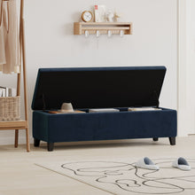 Load image into Gallery viewer, Velvet Storage Bench, Upholstered End Of Bed, Storage Ottoman Benches, Fabric Ottoman Bench With Large Storage Space For Living Room Entryway Bedroom - Dark Blue

