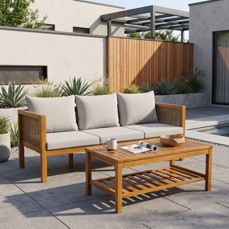 Patio Set Outdoor With Coffee Table And Cushions