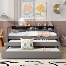 Load image into Gallery viewer, Daybed With 2 Trundles, 3 Storage Cubbies, Built In USB Charging Light

