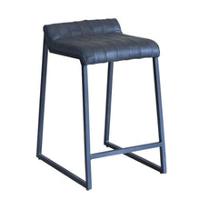 Load image into Gallery viewer, Leather Low Back Counter Height Bar Chair With Footrest 27" - Dark Gray
