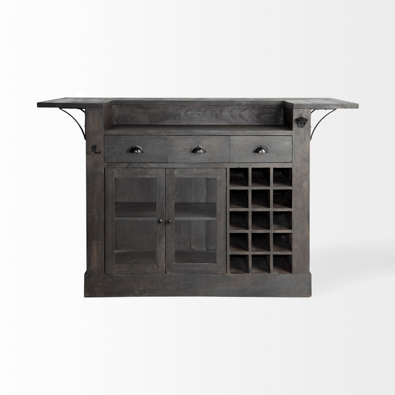 Solid Wood Rolling Kitchen Island With Storage - Gray