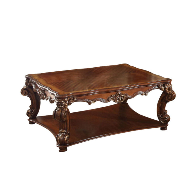 Wood Resin And Solid Wood Coffee Table - Brown