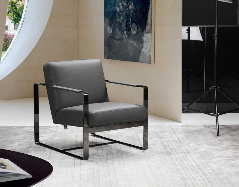 Leather Accent Chair - Dark Gray