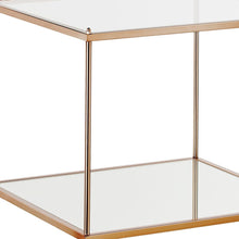 Load image into Gallery viewer, Glass Iron Square End Table With Shelf - Clear / Gold
