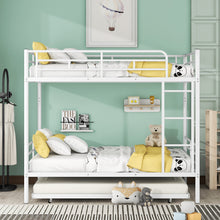 Load image into Gallery viewer, Full Over Full Metal Bunk Bed with Trundle, White
