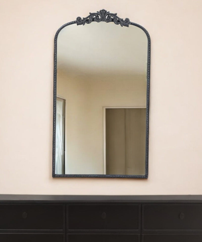 42" Arch Iron Framed Accent Mirror - Black