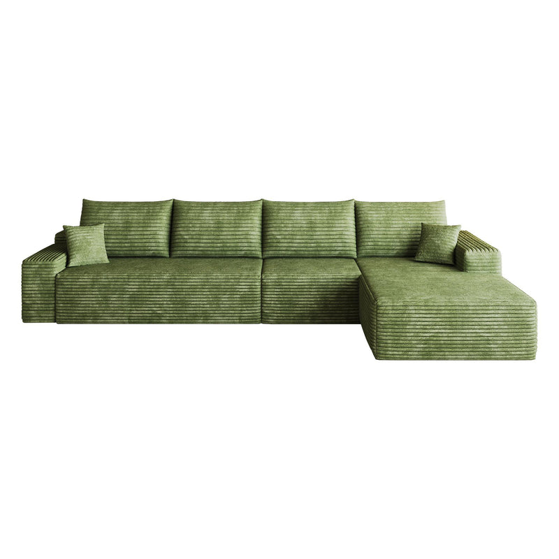 Corduroy Modular L Shaped Sofa And Chaise Sectional (762640) - Green