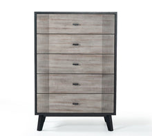 Load image into Gallery viewer, Wood Five Drawer Chest - Gray / Black
